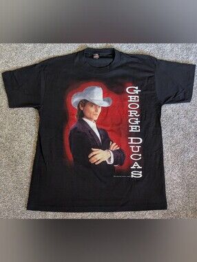 Vintage 90s George Ducas Black & Red T-Shirt Size XL Single Stitch Country Music
